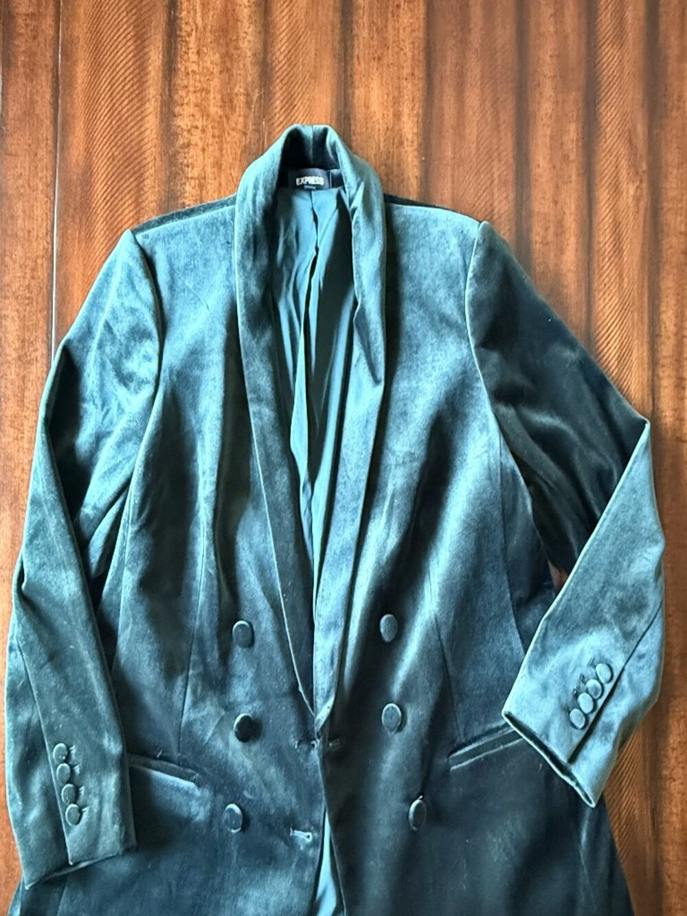 Express Deep Emerald Green Velvet Double Breasted Blazer XL
